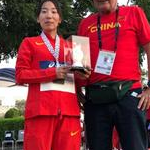 35km women: Sandro Damilano with Li Maocuo
