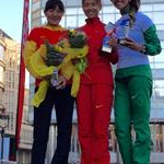 20 km women - Qieyang Shenje, Liu Hong and Erica de Sena on the podium