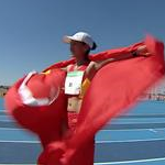 2nd stage - 5.000m track walk girls: Xi Ricuo (CHN) celebrates gold