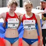 Women - 10 km Junior - Afanasyeva and Losinova celebrate the victory (by Philipp Pohle - GER)