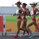 20 km women - Maria Guadalupe Gonzalez is leading together with Liu Hong and Lu Xiuzhi (by Giancarlo Colombo per Fidal)