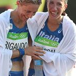 20 km women - Antonella Palmisano and Elisa Rigaudo celebrates fourth place of Palmisano (by Giancarlo Colombo per Fidal)