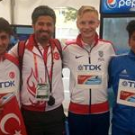 Men: gold, silver and bronze together with Turkish coach